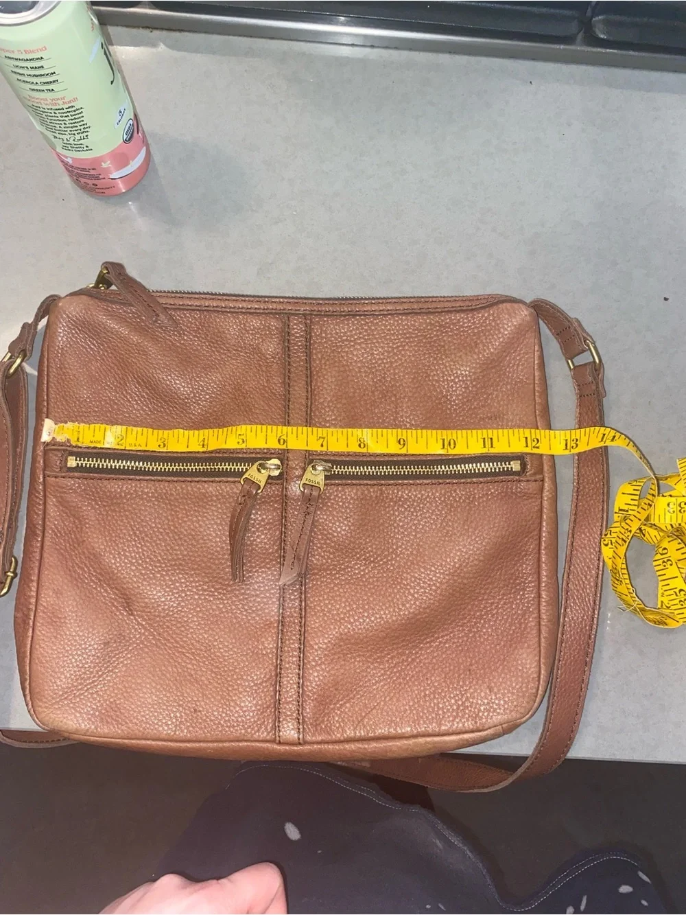 Fossil Erin Crossbody classic pebbled Brown leather Crossbody bag boho western - Picture 13 of 13